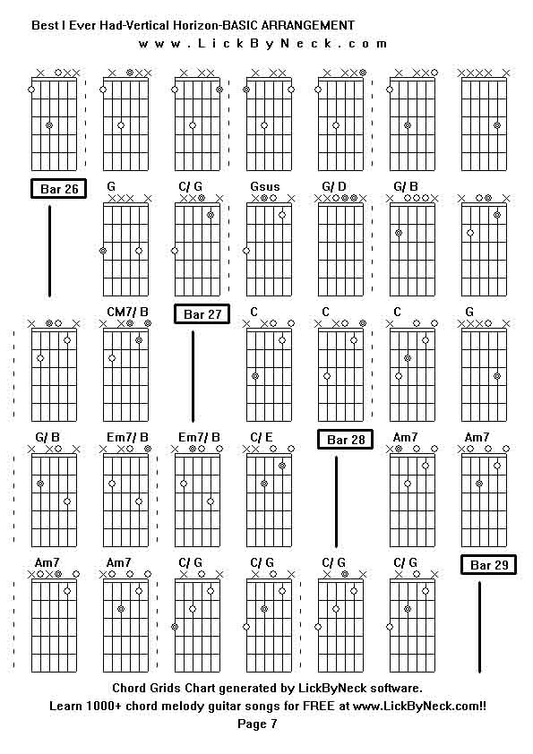 Chord Grids Chart of chord melody fingerstyle guitar song-Best I Ever Had-Vertical Horizon-BASIC ARRANGEMENT,generated by LickByNeck software.